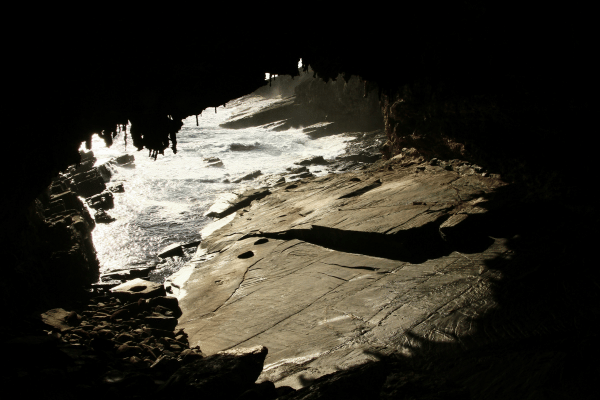 Rock formation with hole in it on fraser island